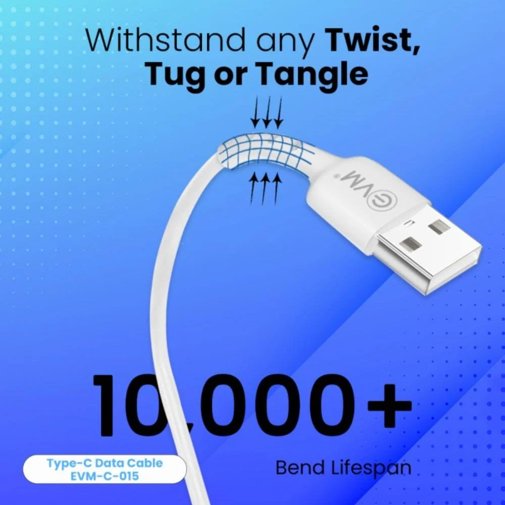 EVM USB To Type-C Charger | Data Transfer Cable 1m C015 view 3